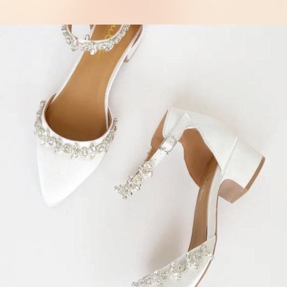 Lulu's White Embellished Heels with Ankle Straps - Picture 3 of 8